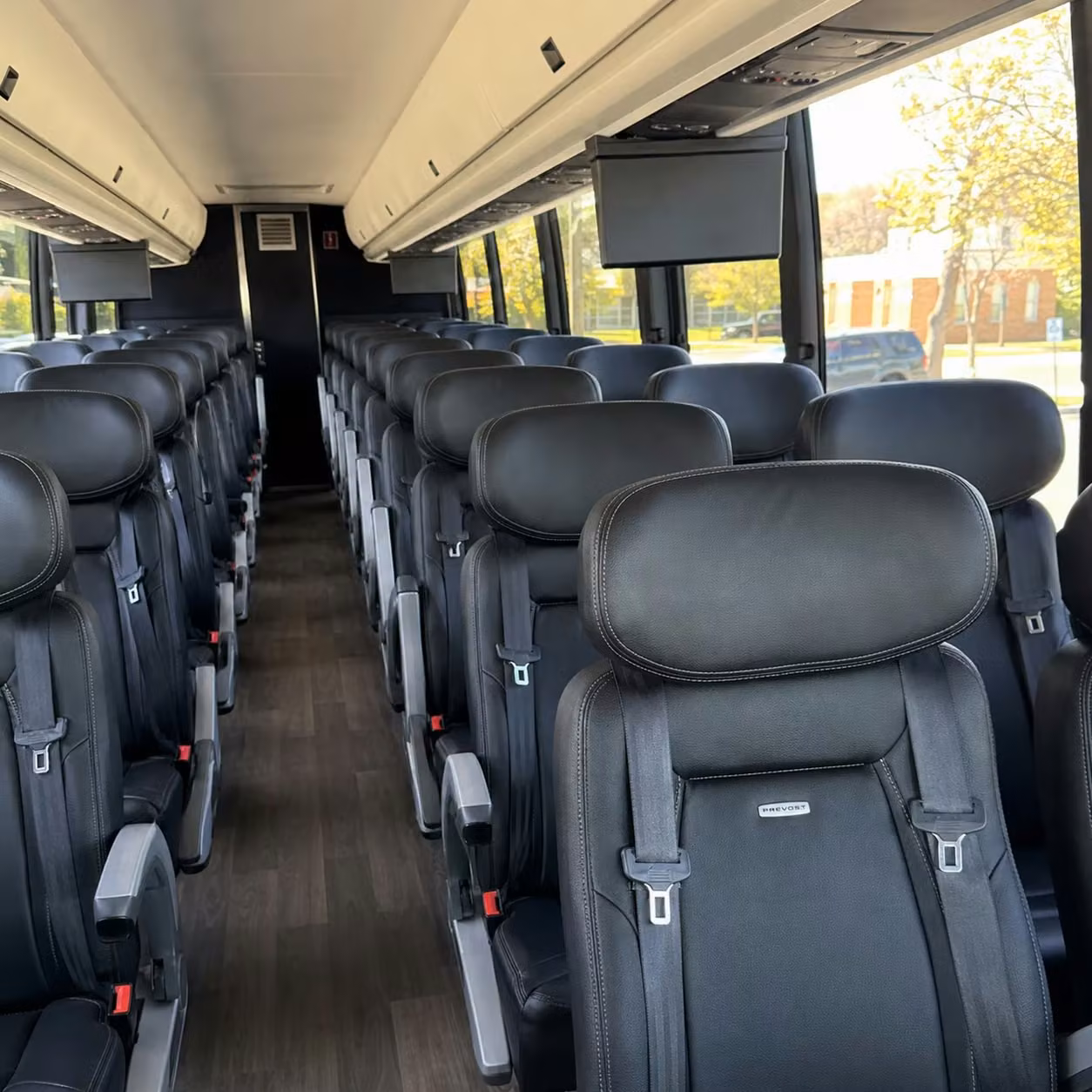 56 passenger charter bus inside